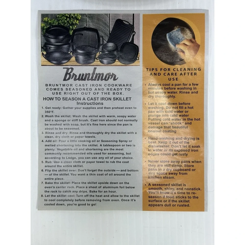 New Bruntmor Cast Iron Frying Pan‎ Or Lid  9.5